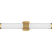 Quoizel Kaye 22in Integrated LED Bath Light | Modern Aged Brass and Clear Etched Glass | Bathroom Vanity | 22.5 x 4.25 x 4.75 in | Model PCKAY8522AB