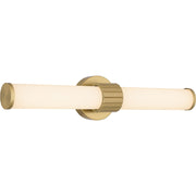 Quoizel Kaye 22in Integrated LED Bath Light | Modern Aged Brass and Clear Etched Glass | Bathroom Vanity | 22.5 x 4.25 x 4.75 in | Model PCKAY8522AB