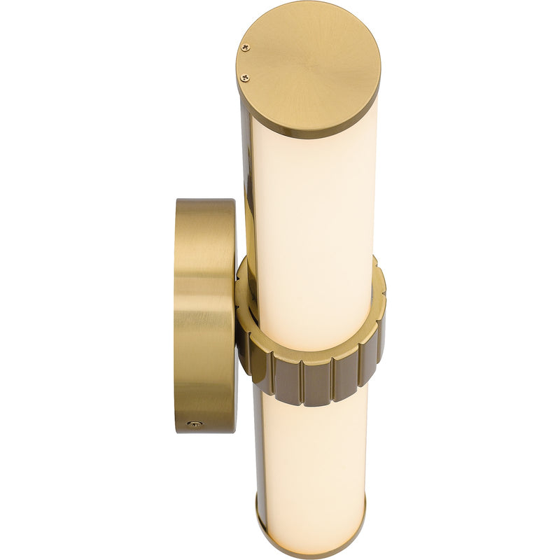 Quoizel Kaye 22in Integrated LED Bath Light | Modern Aged Brass and Clear Etched Glass | Bathroom Vanity | 22.5 x 4.25 x 4.75 in | Model PCKAY8522AB