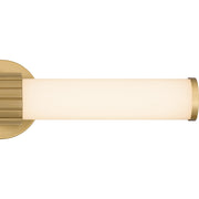Quoizel Kaye 22in Integrated LED Bath Light | Modern Aged Brass and Clear Etched Glass | Bathroom Vanity | 22.5 x 4.25 x 4.75 in | Model PCKAY8522AB
