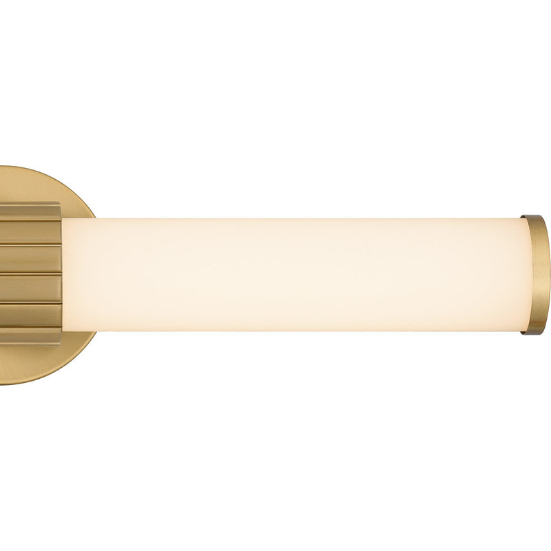Quoizel Kaye 22in Integrated LED Bath Light | Modern Aged Brass and Clear Etched Glass | Bathroom Vanity | 22.5 x 4.25 x 4.75 in | Model PCKAY8522AB