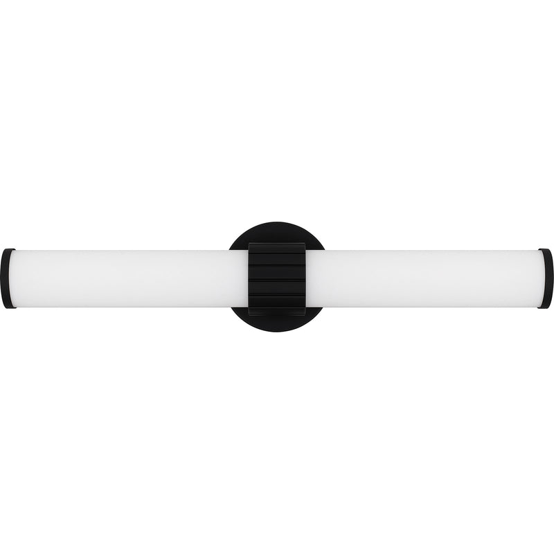 Quoizel Kaye 22in Integrated LED Bath Light | Modern Matte Black and Clear Etched Glass | Bathroom Vanity | 22.5 x 4.25 x 4.75 in | Model PCKAY8522MBK