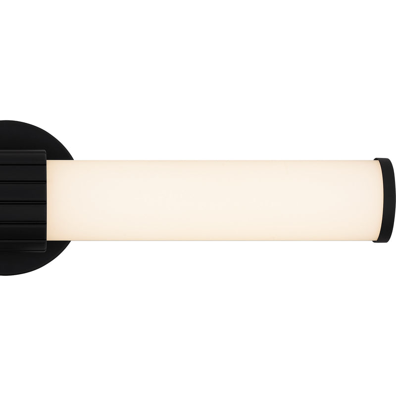 Quoizel Kaye 22in Integrated LED Bath Light | Modern Matte Black and Clear Etched Glass | Bathroom Vanity | 22.5 x 4.25 x 4.75 in | Model PCKAY8522MBK