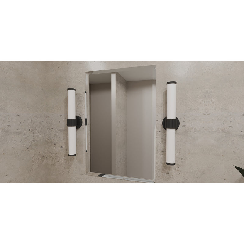 Quoizel Kaye 22in Integrated LED Bath Light | Modern Matte Black and Clear Etched Glass | Bathroom Vanity | 22.5 x 4.25 x 4.75 in | Model PCKAY8522MBK