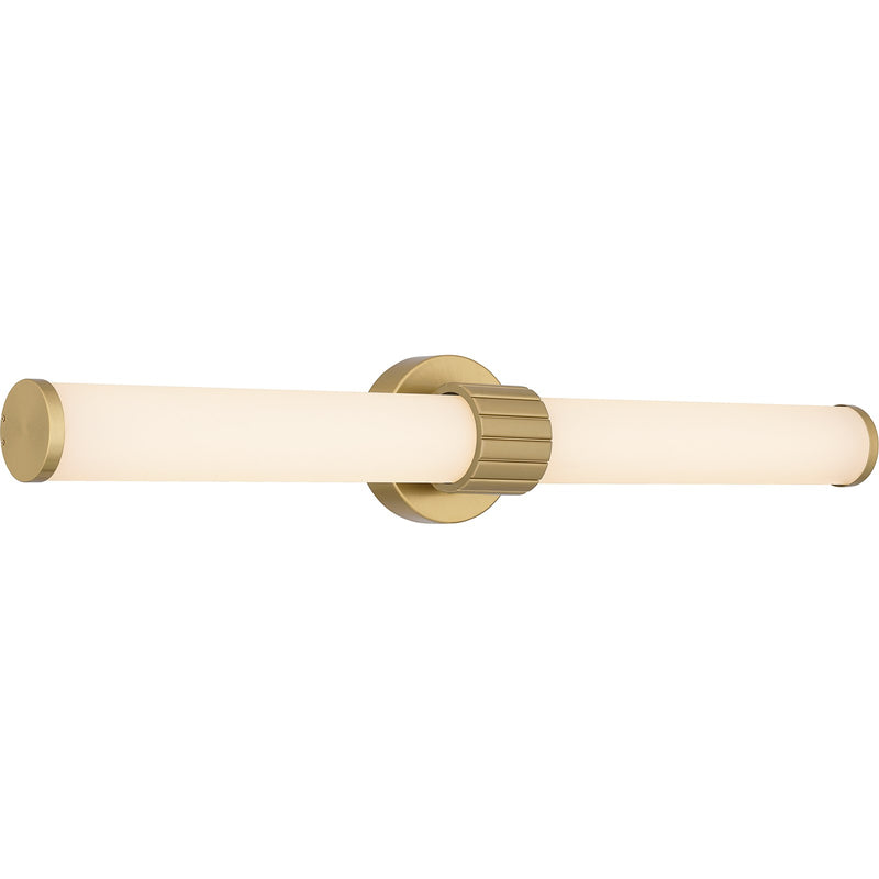 Quoizel Kaye 28in Integrated LED Bath Light | Modern Aged Brass and Clear Etched Glass | Bathroom Vanity | 28 x 4.25 x 4.75 in | Model PCKAY8528AB