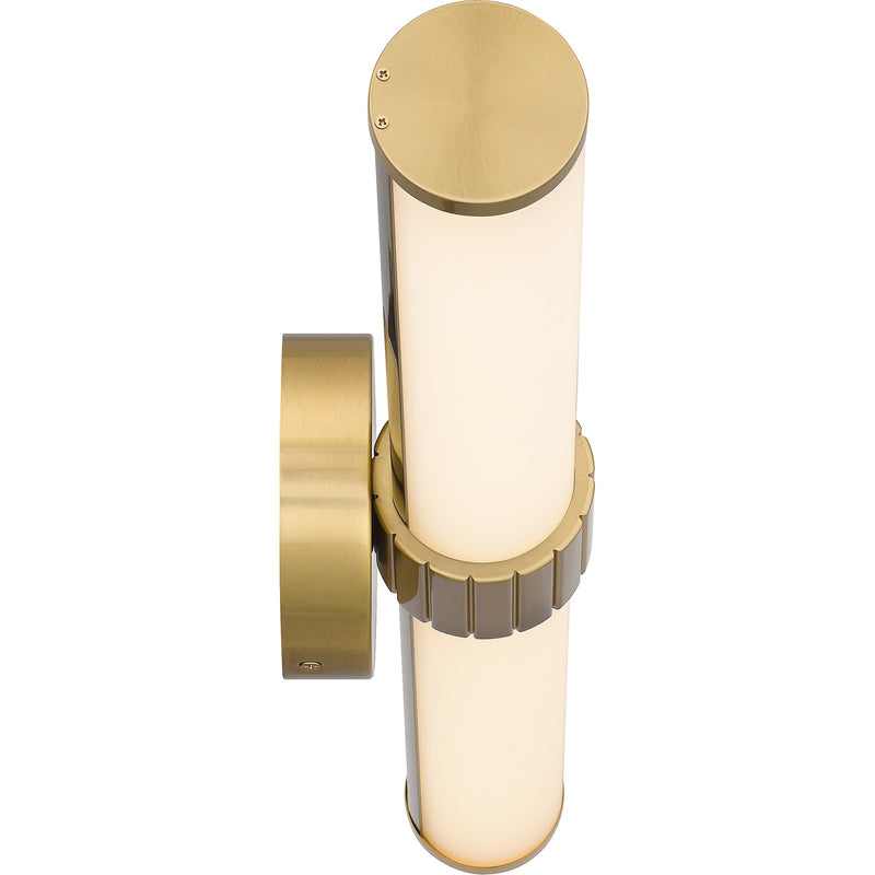 Quoizel Kaye 28in Integrated LED Bath Light | Modern Aged Brass and Clear Etched Glass | Bathroom Vanity | 28 x 4.25 x 4.75 in | Model PCKAY8528AB