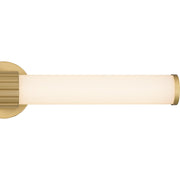 Quoizel Kaye 28in Integrated LED Bath Light | Modern Aged Brass and Clear Etched Glass | Bathroom Vanity | 28 x 4.25 x 4.75 in | Model PCKAY8528AB