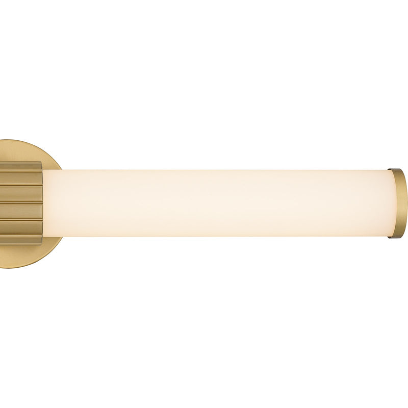 Quoizel Kaye 28in Integrated LED Bath Light | Modern Aged Brass and Clear Etched Glass | Bathroom Vanity | 28 x 4.25 x 4.75 in | Model PCKAY8528AB