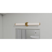 Quoizel Kaye 28in Integrated LED Bath Light | Modern Aged Brass and Clear Etched Glass | Bathroom Vanity | 28 x 4.25 x 4.75 in | Model PCKAY8528AB