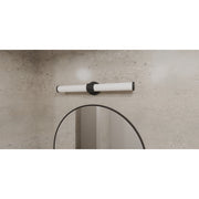 Quoizel Kaye 28in Integrated LED Bath Light | Modern Matte Black and Clear Etched Glass | Bathroom Vanity | 28 x 4.25 x 4.75 in | Model PCKAY8528MBK