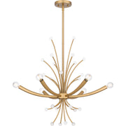 Quoizel Kiera 29in 6-Light Chandelier | Modern Brushed Weathered Brass Steel | Dining Room & Foyer | 29 x 29 x 24.5 in | Model PCKIE5029BWS