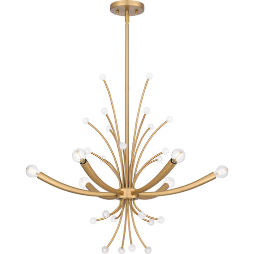 Quoizel Kiera 29in 6-Light Chandelier | Modern Brushed Weathered Brass Steel | Dining Room & Foyer | 29 x 29 x 24.5 in | Model PCKIE5029BWS