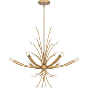 Quoizel Kiera 29in 6-Light Chandelier | Modern Brushed Weathered Brass Steel | Dining Room & Foyer | 29 x 29 x 24.5 in | Model PCKIE5029BWS