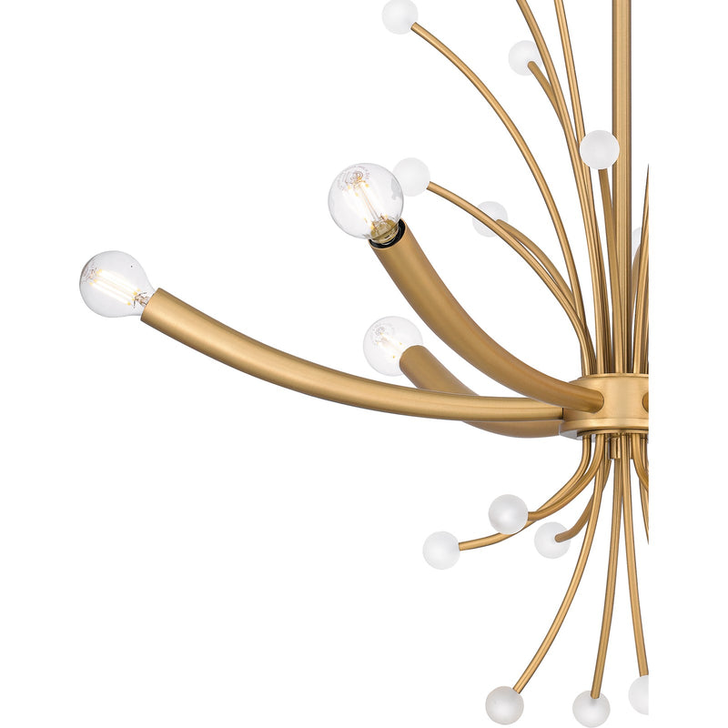 Quoizel Kiera 29in 6-Light Chandelier | Modern Brushed Weathered Brass Steel | Dining Room & Foyer | 29 x 29 x 24.5 in | Model PCKIE5029BWS