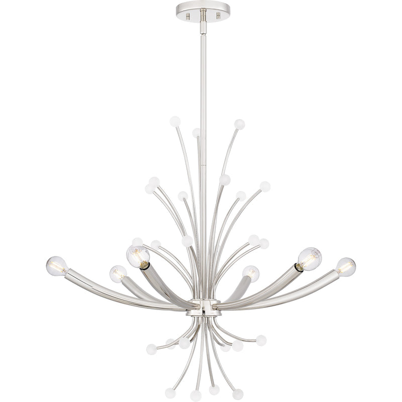 Quoizel Kiera 29in 6-Light Chandelier | Modern Polished Nickel Steel | Dining Room & Foyer | 29 x 29 x 24.5 in | Model PCKIE5029PK