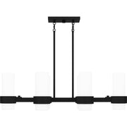 Quoizel Kimora 36in 6-Light Island Chandelier | Transitional Matte Black and Opal Etched Glass | Kitchen Island & Dining Room | Model PCKIM636MBK