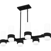 Quoizel Kimora 36in 6-Light Island Chandelier | Transitional Matte Black and Opal Etched Glass | Kitchen Island & Dining Room | Model PCKIM636MBK