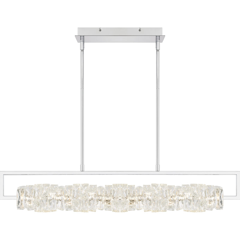 Quoizel Klass 37in LED Island Chandelier | Modern Polished Chrome and Clear Crystal Glass | Kitchen Island & Bar | Model PCKLA137C