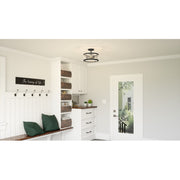 Quoizel Lucia 3 Light Semi-Flush Mount, Matte Black/Clear Beveled