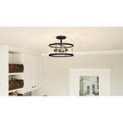 Quoizel Lucia 3 Light Semi-Flush Mount, Matte Black/Clear Beveled