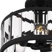 Quoizel Lucia 3 Light Semi-Flush Mount, Matte Black/Clear Beveled
