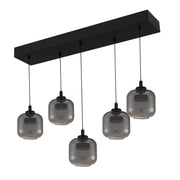 Quoizel Lenora 38in 5-Light Island Chandelier | Contemporary Matte Black and Smoke Glass | Kitchen Island & Dining Room | Model PCLEN538MBK