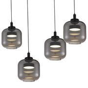 Quoizel Lenora 38in 5-Light Island Chandelier | Contemporary Matte Black and Smoke Glass | Kitchen Island & Dining Room | Model PCLEN538MBK