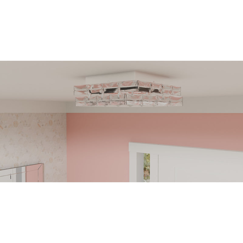 Quoizel Milania 15in 1-Light Flush Mount | Glam Polished Chrome and Clear Crystal Glass | Bedroom & Hallway Ceiling Light | Model PCMIL1615C