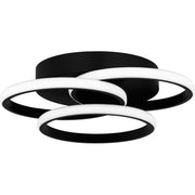 Quoizel Moonan 16in LED Flush Mount | Modern Matte Black Steel | Bedroom & Hallway Ceiling Light | 16 x 16 x 4 in, Dimmable | Model PCMON1616MBK