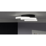 Quoizel Moonan 16in LED Flush Mount | Modern Matte Black Steel | Bedroom & Hallway Ceiling Light | 16 x 16 x 4 in, Dimmable | Model PCMON1616MBK
