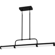 Quoizel Naya 42in LED Linear Chandelier | Transitional Matte Black and White Glass | Kitchen Island & Dining Room | Model PCNAY142MBK