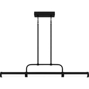 Quoizel Naya 42in LED Linear Chandelier | Transitional Matte Black and White Glass | Kitchen Island & Dining Room | Model PCNAY142MBK