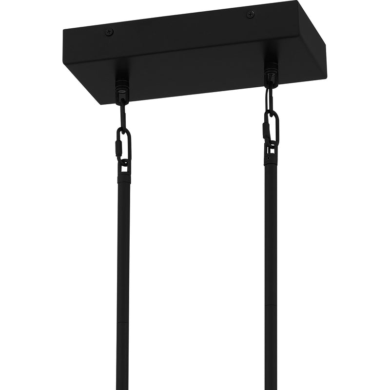 Quoizel Naya 42in LED Linear Chandelier | Transitional Matte Black and White Glass | Kitchen Island & Dining Room | Model PCNAY142MBK
