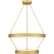 Quoizel Ozara 28in LED Pendant | Contemporary Antique Brass Steel | Kitchen Island & Dining Room | 27.5 x 27.5 x 14.25 in | Model PCOZA2827A