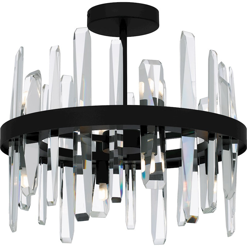 Quoizel Regal 8 Light Semi-Flush Mount, Matte Black/Clear