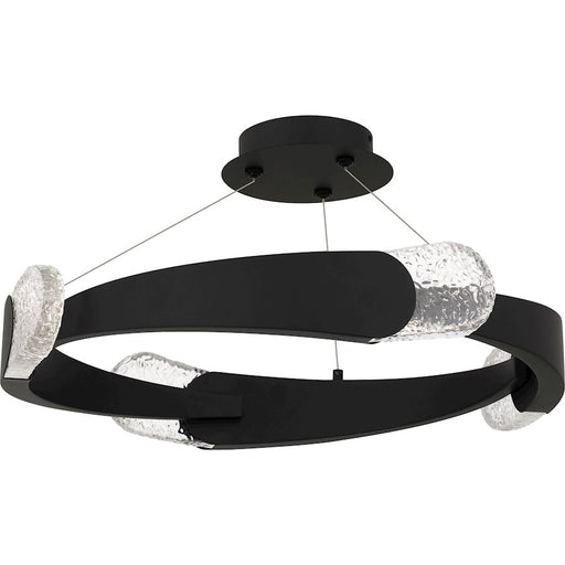 Quoizel Saffron LED 24" Semi-Flush Mount, Black/Clear Textured