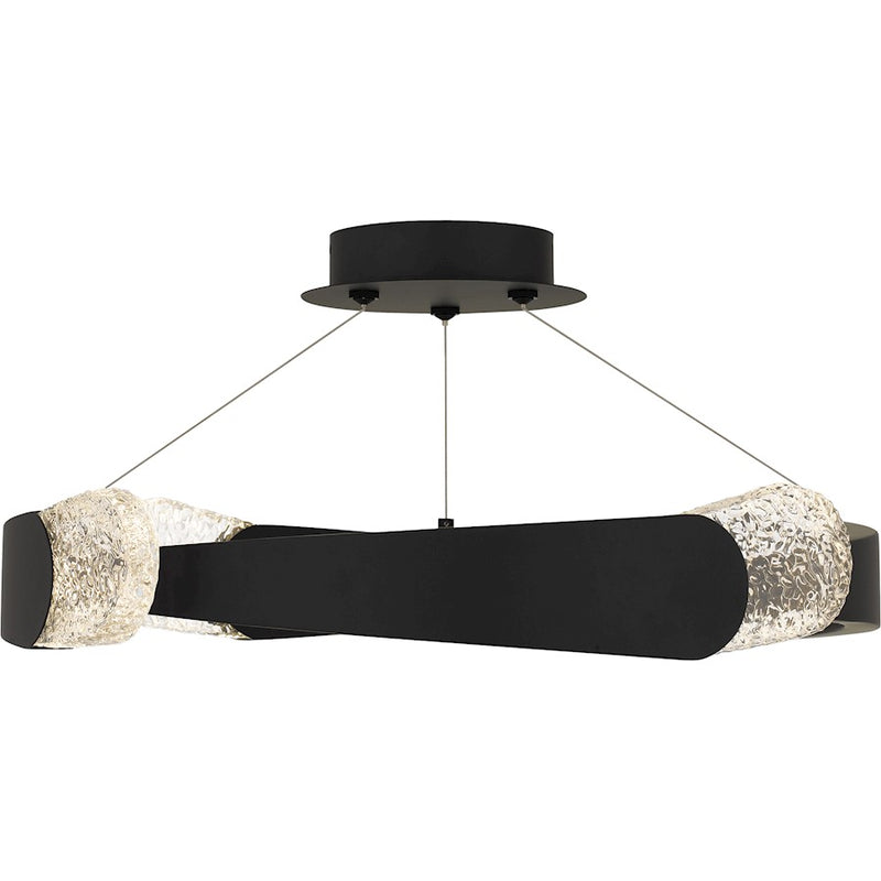 Quoizel Saffron LED 24" Semi-Flush Mount, Black/Clear Textured