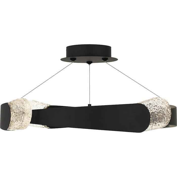 Quoizel Saffron LED 24" Semi-Flush Mount, Black/Clear Textured