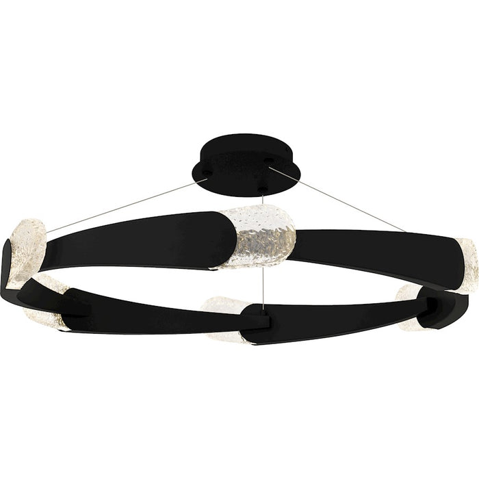 Quoizel Saffron LED 34" Semi-Flush Mount, Black/Clear Textured - PCSAF1734MBK