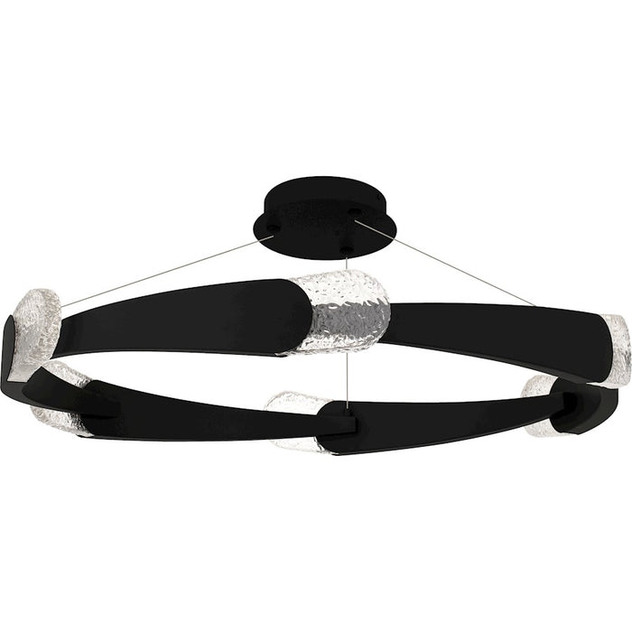 Quoizel Saffron LED 34" Semi-Flush Mount, Black/Clear Textured