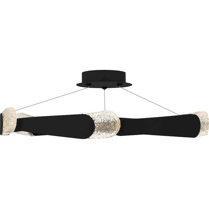 Quoizel Saffron LED 34" Semi-Flush Mount, Black/Clear Textured