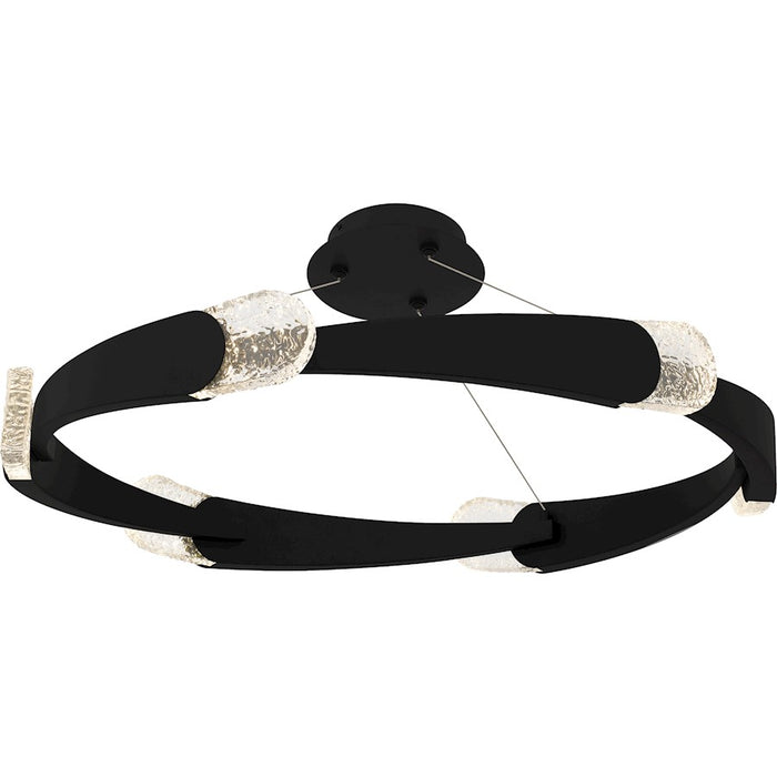 Quoizel Saffron LED 34" Semi-Flush Mount, Black/Clear Textured