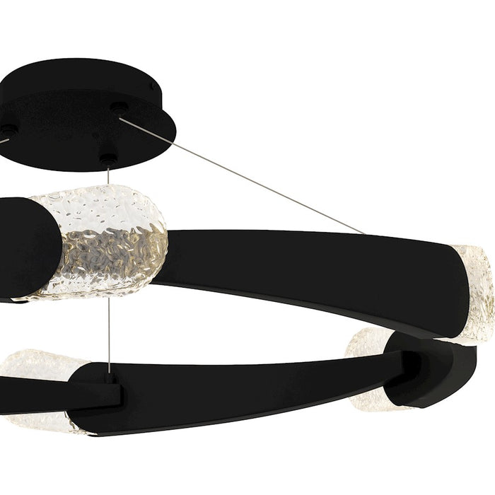 Quoizel Saffron LED 34" Semi-Flush Mount, Black/Clear Textured