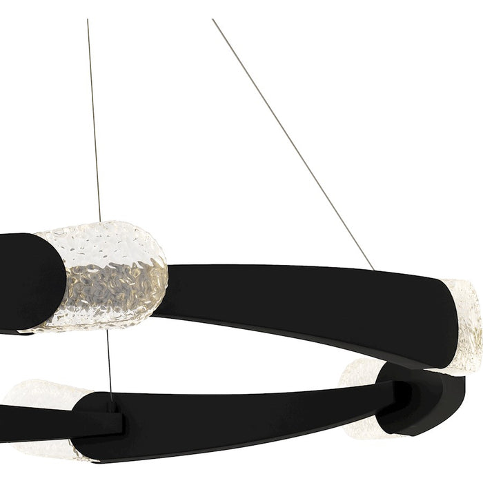 Quoizel Saffron LED 34" Pendant, Matte Black/Clear Textured Glass