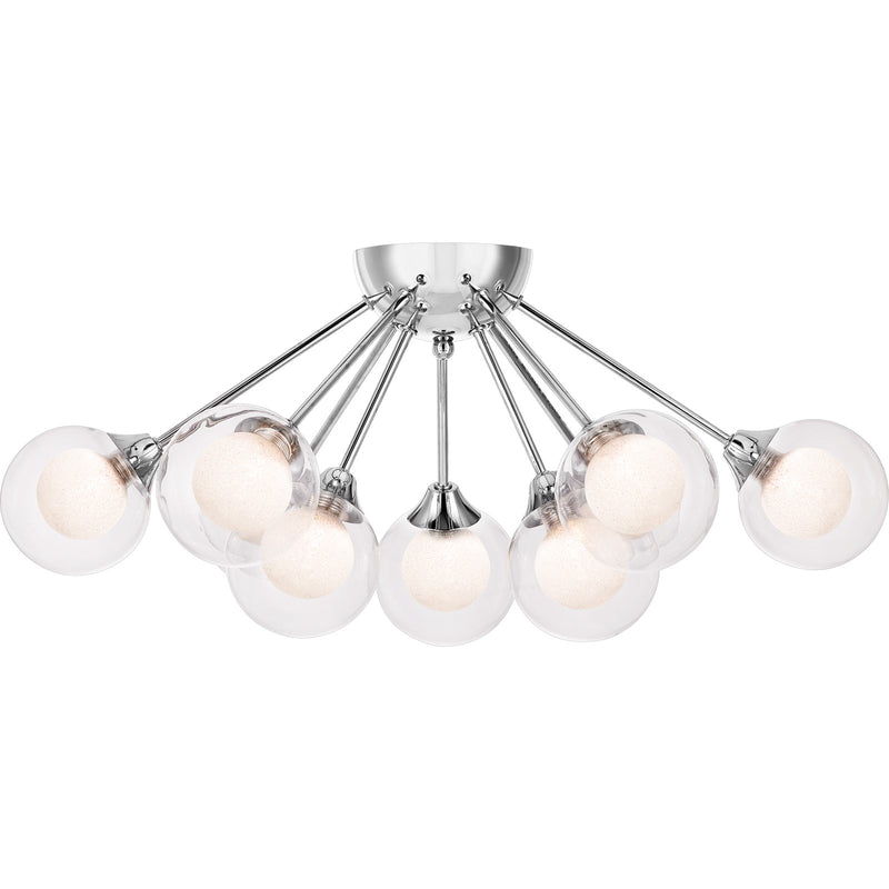 Quoizel Spellbound 23in Semi-Flush Mount | Retro Polished Chrome and Clear Glass | Bedroom & Hallway Ceiling Light | Model PCSB1722C