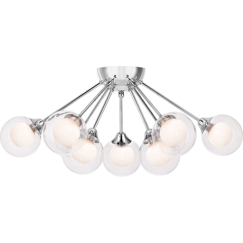 Quoizel Spellbound 23in Semi-Flush Mount | Retro Polished Chrome and Clear Glass | Bedroom & Hallway Ceiling Light | Model PCSB1722C