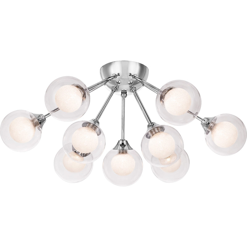 Quoizel Spellbound 23in Semi-Flush Mount | Retro Polished Chrome and Clear Glass | Bedroom & Hallway Ceiling Light | Model PCSB1722C