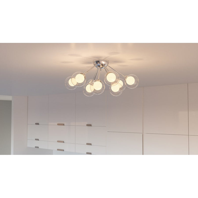 Quoizel Spellbound 23in Semi-Flush Mount | Retro Polished Chrome and Clear Glass | Bedroom & Hallway Ceiling Light | Model PCSB1722C