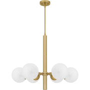 Quoizel Solei 28in 6-Light Chandelier | Transitional Aged Brass and Cloud Glass | Dining Room & Foyer | 28 x 28 x 24.25 in | Model PCSEI5028AB