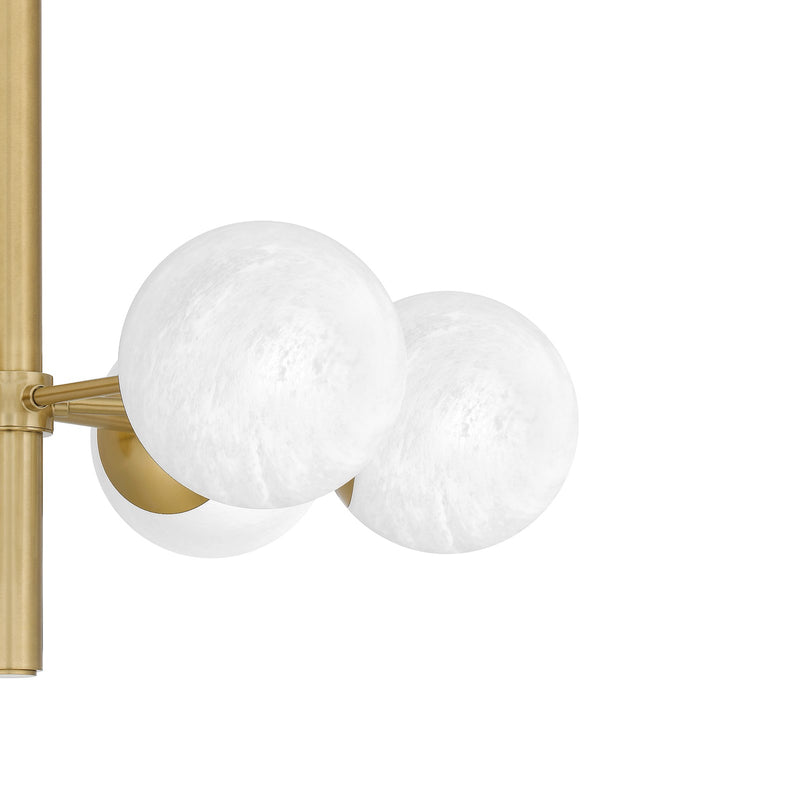 Quoizel Solei 28in 6-Light Chandelier | Transitional Aged Brass and Cloud Glass | Dining Room & Foyer | 28 x 28 x 24.25 in | Model PCSEI5028AB